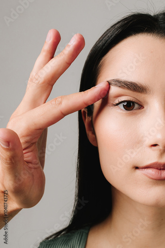 Obraz na płótnie Blepharoplasty eyelids surgery to manage sagging eyebrows, droopy upper lids and eye bags