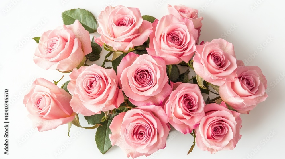 Soft Pink Roses Arrangement on White Background Soft Pink Roses Arrangement on White Background