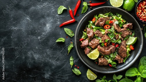 Fresh Beef Salad with Lime and Chili Garnish