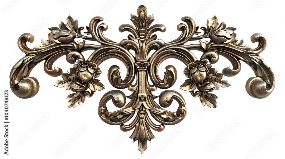 Decorative metal flourish design, white isolate background Decorative metal flourish design, white isolate background