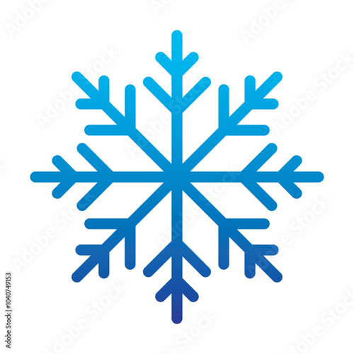 Simple single Snowflake icon sign symbol vector illustration isolated on white background. Christmas icon. Abstract snow logo frost cold weather. Winter precipitation. Flat blue snowflake symbol. EPS