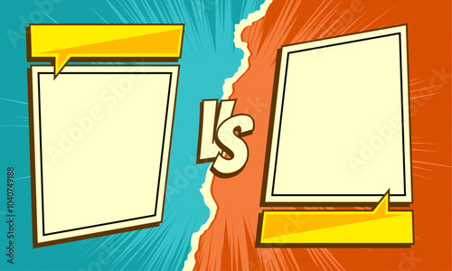 Comic versus panel with space template background