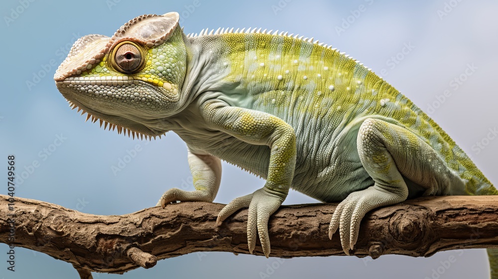 Obraz premium Lizard perched on a branch basking under the afternoon sun in a lush, green habitat