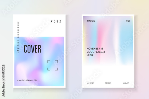 Minimalist Background. Violet Gradient Label. Color Presentation. Plastic Vector. Chrome Concept. Colorful 90s Brochure. Abstract Shape. Blue Minimalist Background