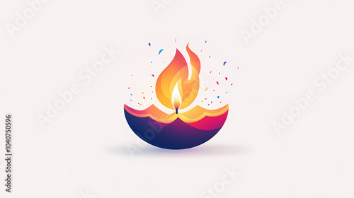 Creative diya design on white background, minimal diwali greeting. Generative Ai.