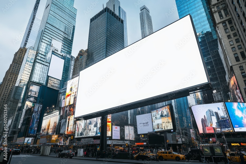custom made wallpaper toronto digitalA blank advertising billboard stands prominently in a bustling urban area surrounded by skyscrapers and bright city life