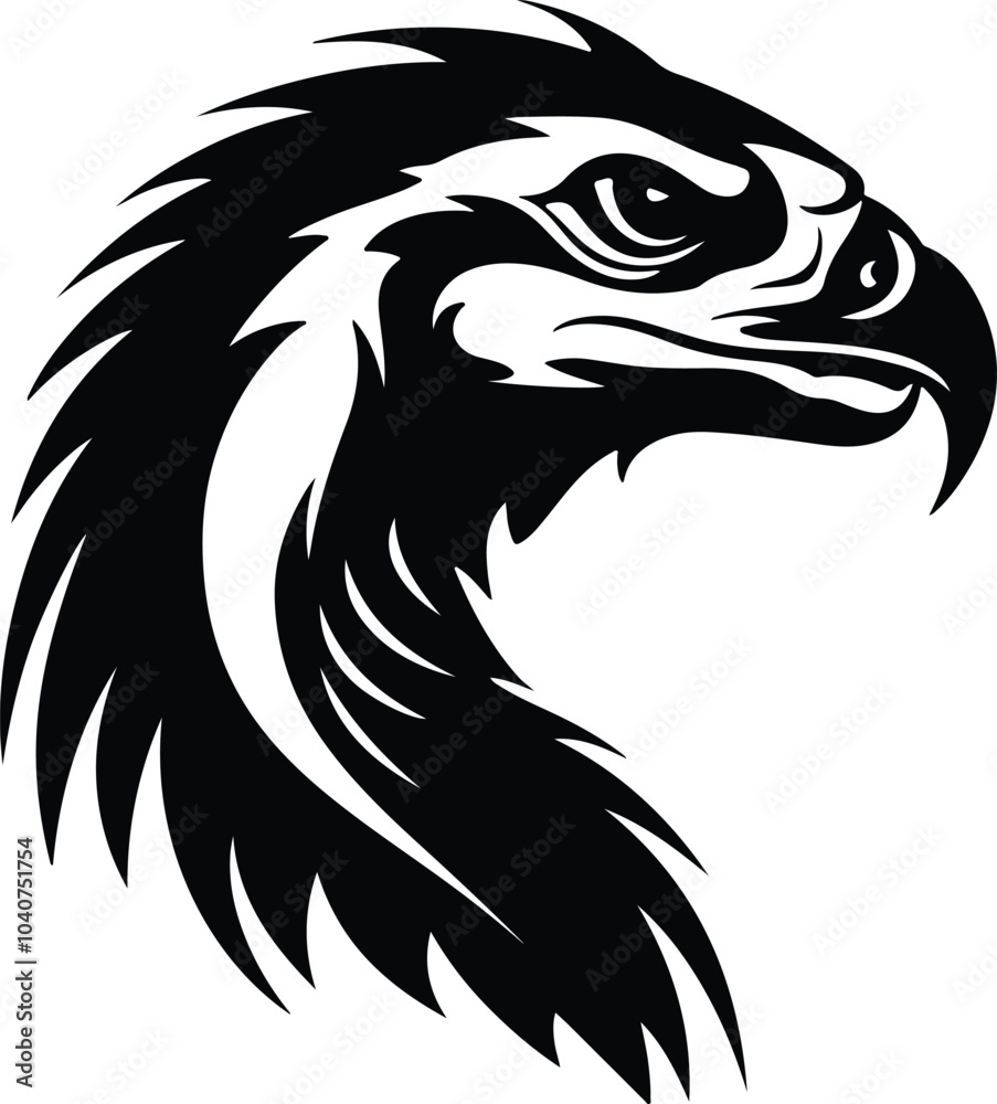 Obraz premium Black silhouette of Oviraptor head