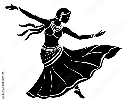 , Female dancer dancing traditional dances vector art illustration photo