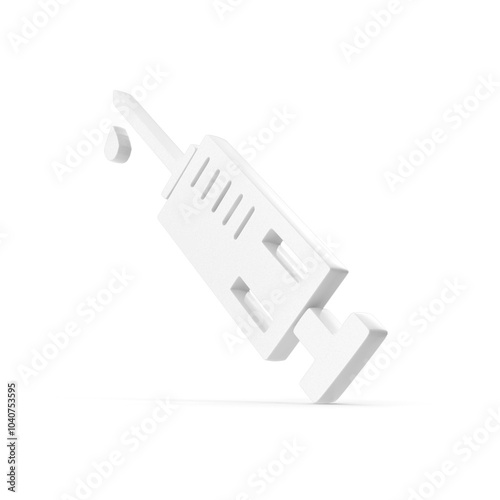 3D Medical Injection Icon White colour for Healthcare and Medicine Related Graphics" 