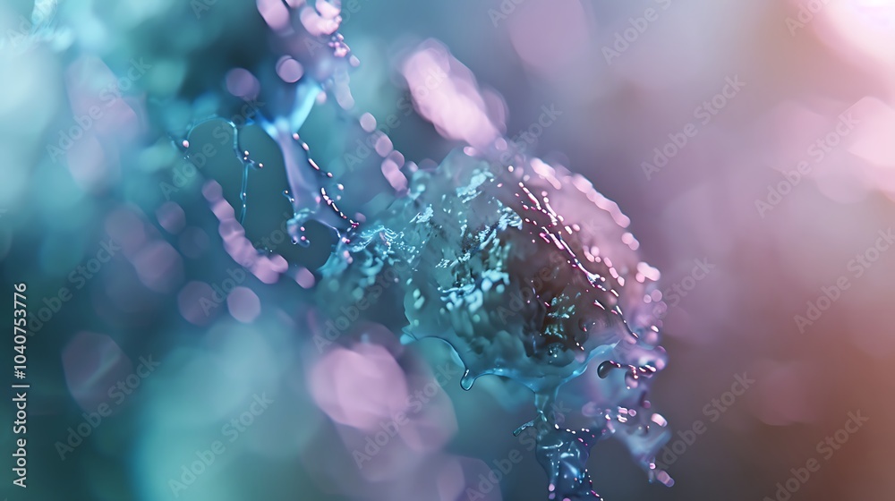 Microscopic view of a cell undergoing apoptosis, nucleus shrinking and chromatin condensing, surrounded by other cells, cellular structures in focus. Microscopic view of a cell undergoing apoptosis, nucleus shrinking and chromatin condensing, surrounded by other cells, cellular structures in focus.