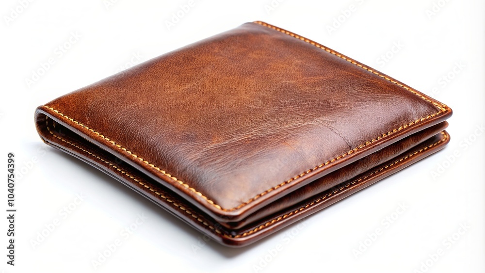 double side, isolated, brown color,genuine leather, white background, Genuine leather wallet with a brown color showcased in an extreme close up shot against a white background double side, isolated, brown color,genuine leather, white background, Genuine leather wallet with a brown color showcased in an extreme close up shot against a white background