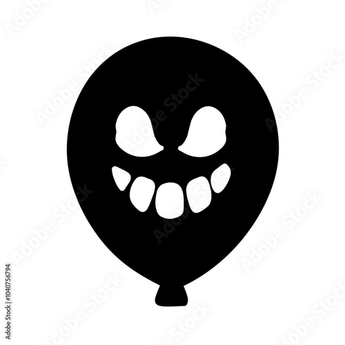 Balloon Icon with Halloween Theme Face Expression, Halloween Horror Balloon Illustration, Hand Drawn Halloween Balloon, Scary Face Horror Theme Balloon Icon