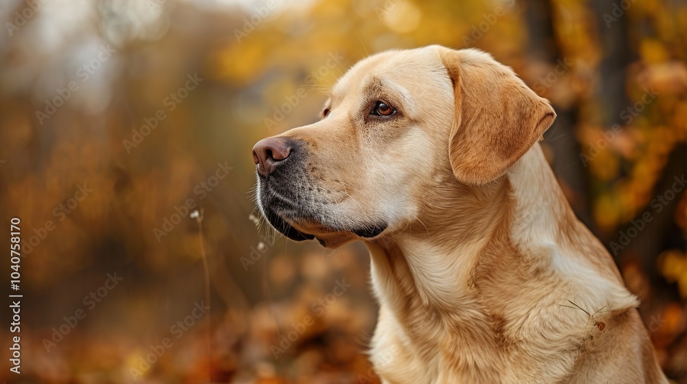 Golden Retriever Portrait in Autumn Leaves Golden Retriever Portrait in Autumn Leaves