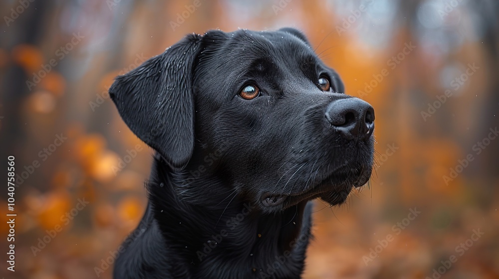 Black Labrador Retriever Portrait in Autumn Black Labrador Retriever Portrait in Autumn