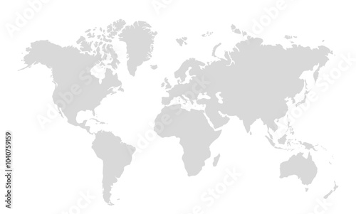 World map vector, isolated on white background. Flat Earth, gray map template for web site pattern, anual report, inphographics.