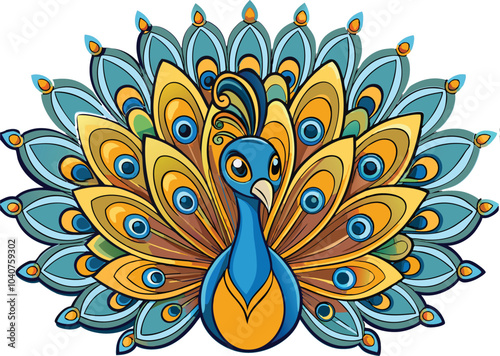  peacock fanning its tail white background