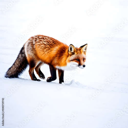 red fox walking in snow