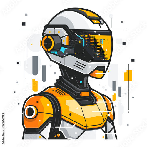 Modern futuristic robot. Artificial intelligence concept. Vector illustration in flat style