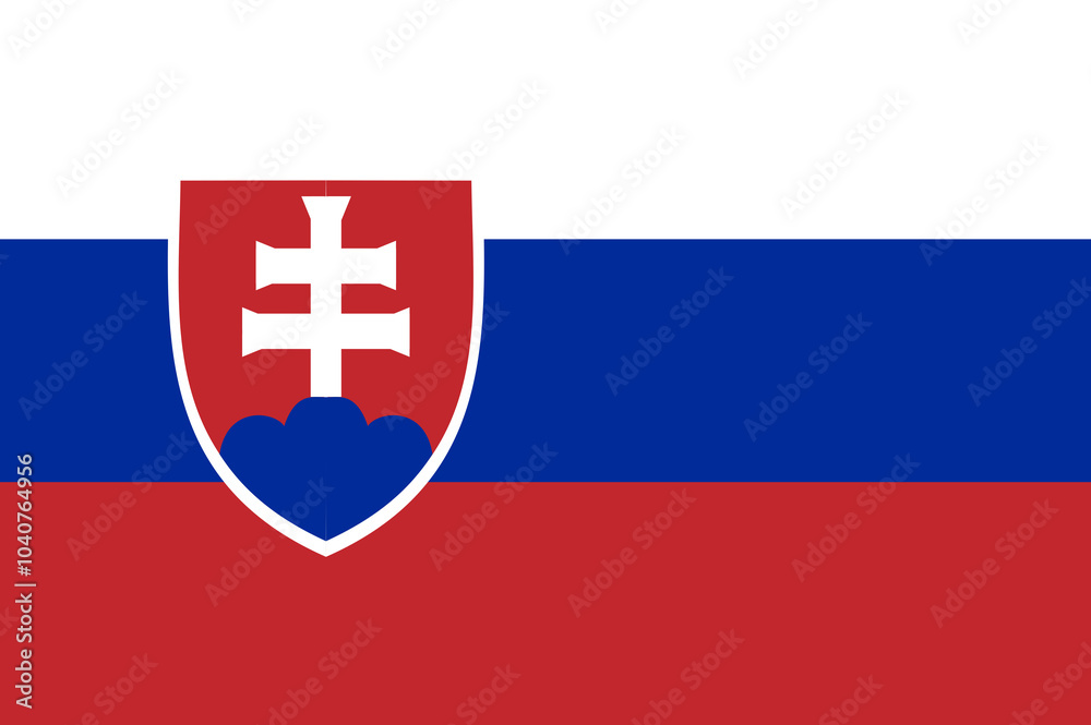 Fototapeta premium The Slovakian flag, a symbol of statehood, features three horizontal bands of white, blue, and red