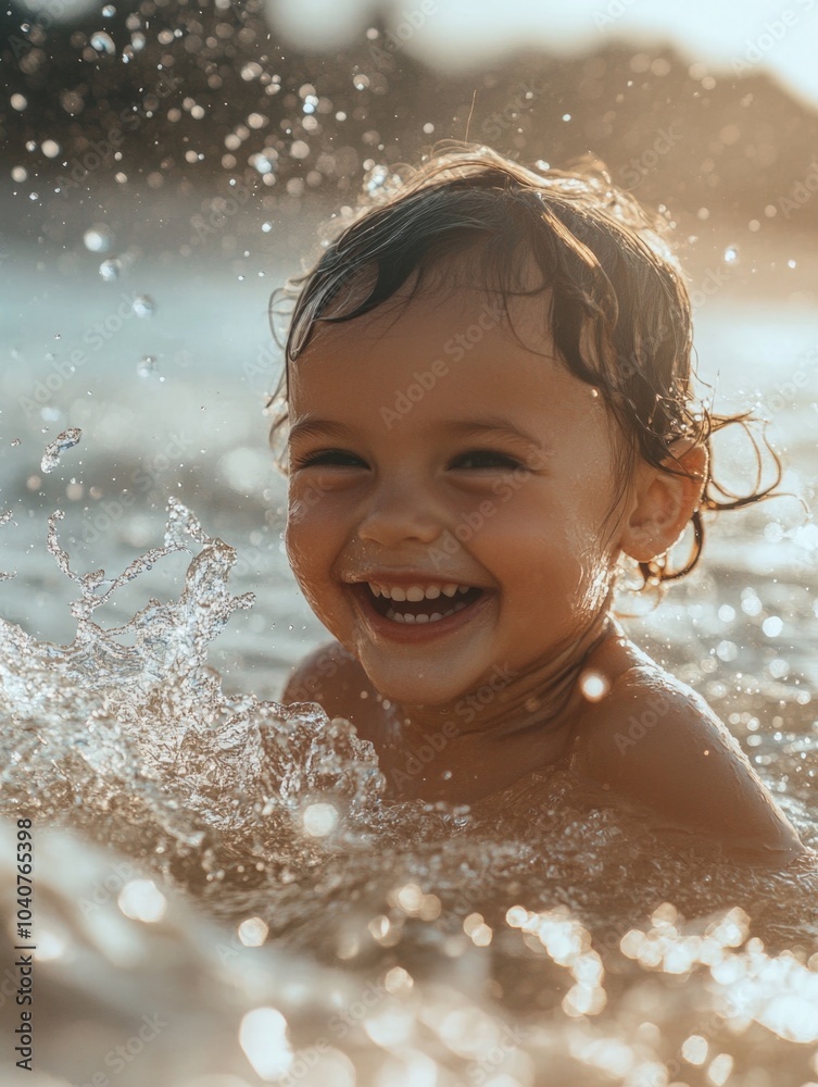 Fototapeta premium Endearing Child Smiling at Water
