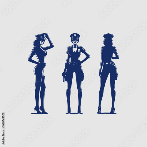 silhouette of police woman standing pose
