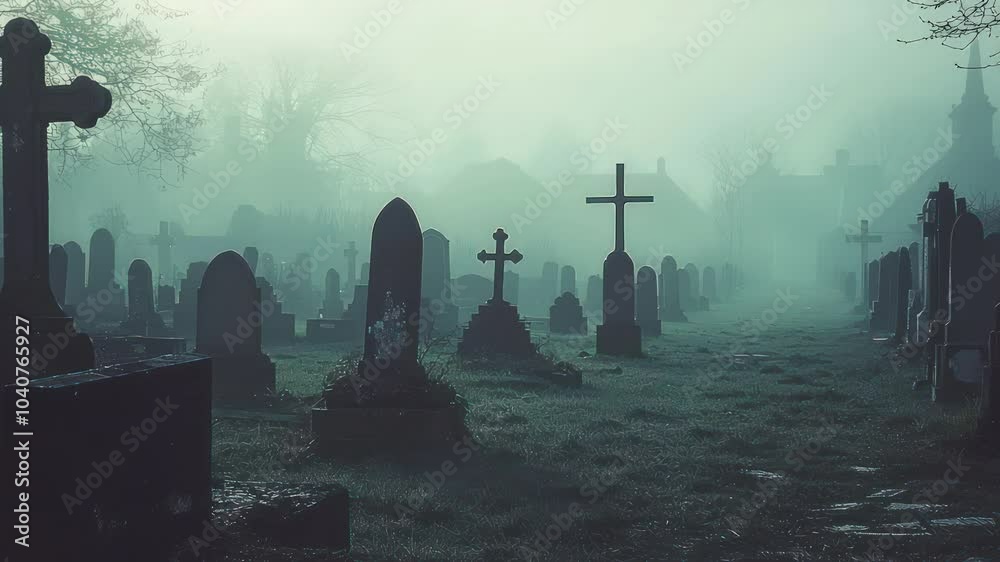 cemetery in the fog