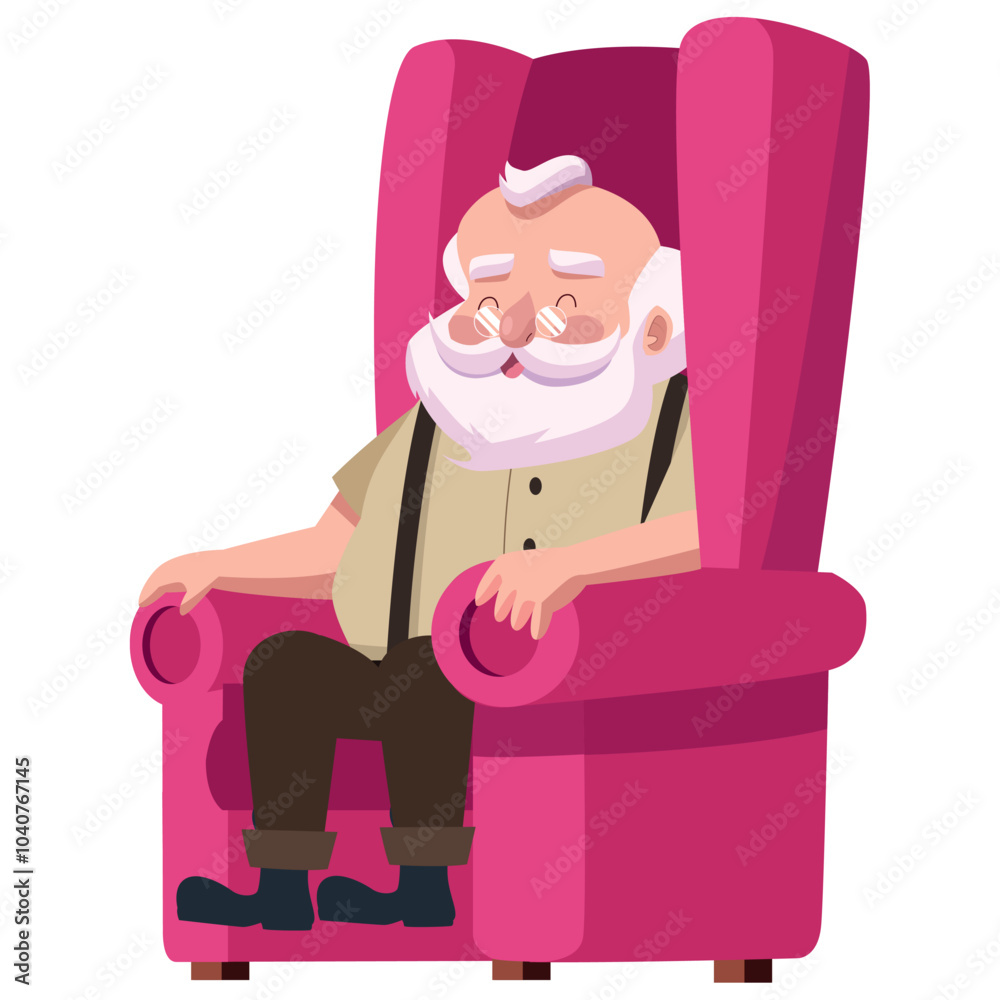 Vector image of an icon of Santa Claus sitting on a sofa wearing comfortable clothes on a white background Vector image of an icon of Santa Claus sitting on a sofa wearing comfortable clothes on a white background