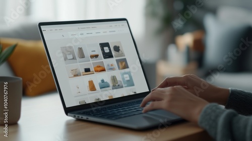 Woman Shopping Online on Laptop