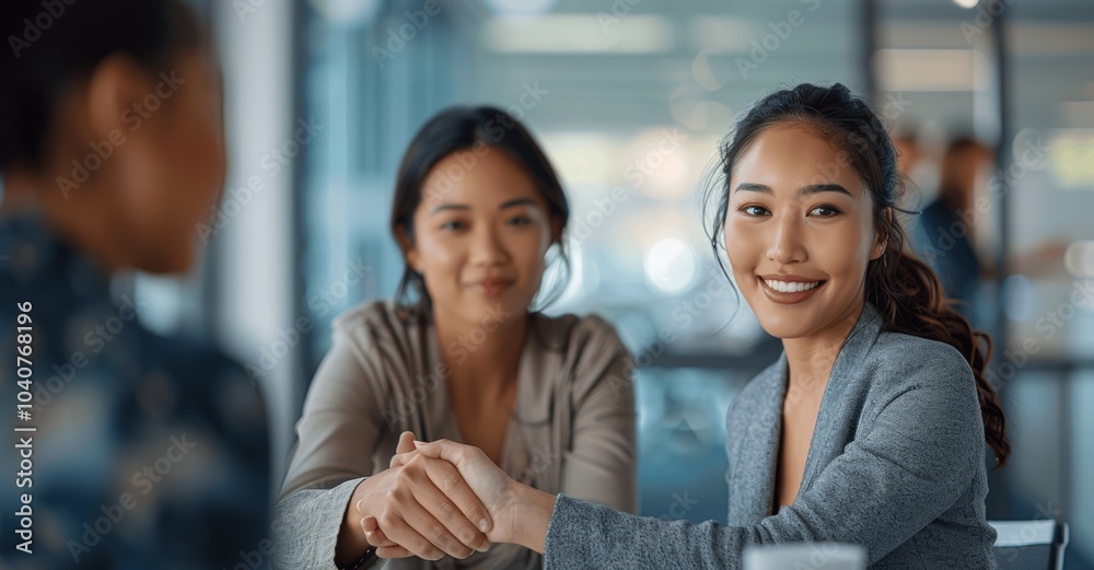 Business meeting with handshake, introduction, recruitment, and career opportunity in the office