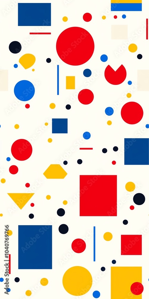 Bauhaus-inspired geometric seamless pattern, primary colors and simple shapes Bauhaus-inspired geometric seamless pattern, primary colors and simple shapes