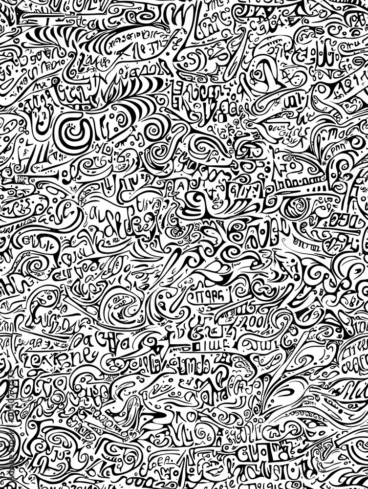 Transcendental typography seamless pattern, meditation-related words in flowing script Transcendental typography seamless pattern, meditation-related words in flowing script