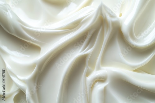 Glossy cream swirls creating a smooth and shiny texture in a clean macro focus