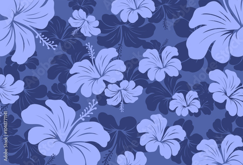 Hawaiian Seamless Pattern. Hibiscus flowers Pattern. Tropic flowers and Leaves. Hawaiian Aloha Shirt. Design for fabric, textile, wallpaper, clothing. floral background. vector illustration