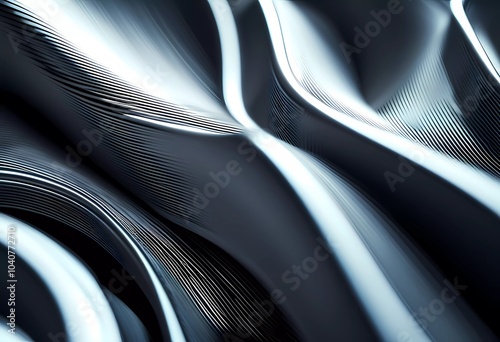 Arrangement of smooth gray lines gracefully intertwines against a soft abstract bokeh background, adding depth and allure. Composition invites the viewer to explore its fluid design. Generative AI