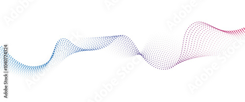 Flowing Dot Wave halftone gradient pattern on transparent background	
