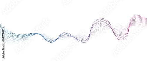 Flowing Dot Wave halftone gradient pattern on transparent background	

