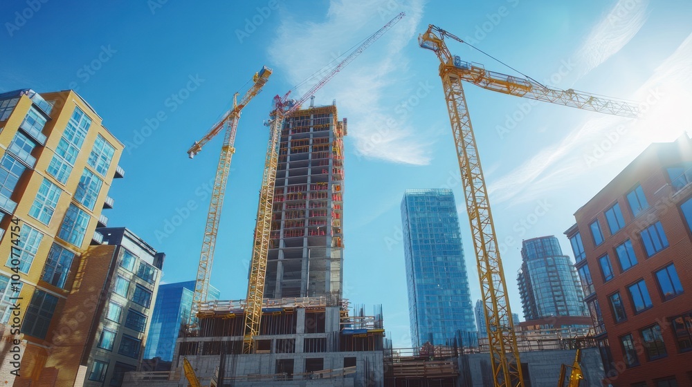 Fototapeta premium Urban Building Construction Project Using Beige