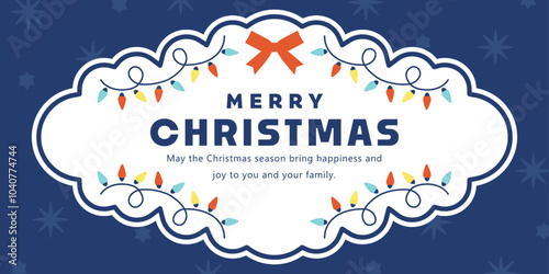 メリークリスマス カードデザイン ( ベクター デザイン バナー ネイビー 落ち着いた ビンテージ 冬 テキスト フレーム 装飾 招待状 )