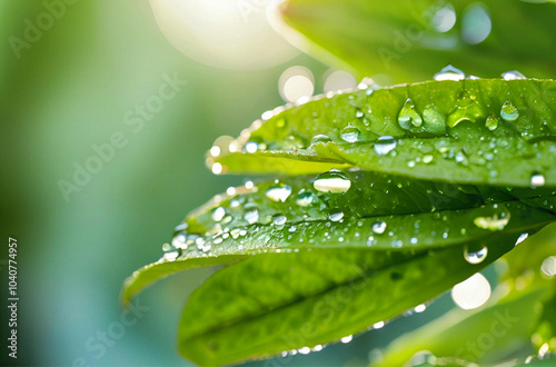 water drops on leaf