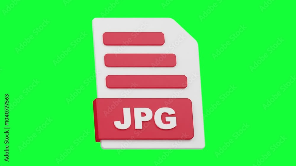 3D JPG File Icon Animation with Green Screen Background