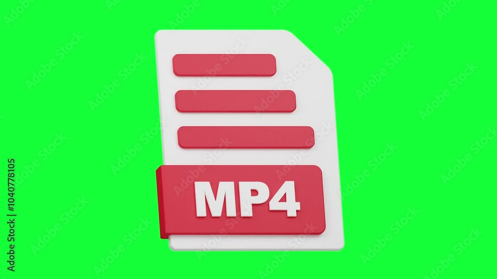 3D MP4 File Icon Animation with Green Screen Background 3D MP4 File Icon Animation with Green Screen Background