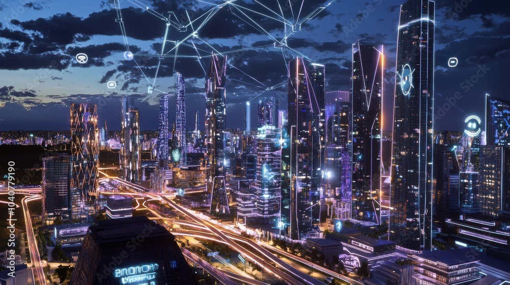 Naklejka premium Future Tech Metropolis