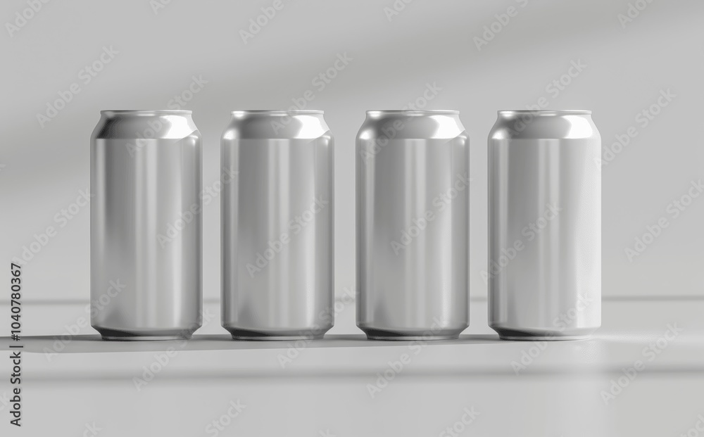 330ml Aluminium Can Mockup - Three Blank Cans in Ultra Realistic Style 330ml Aluminium Can Mockup - Three Blank Cans in Ultra Realistic Style