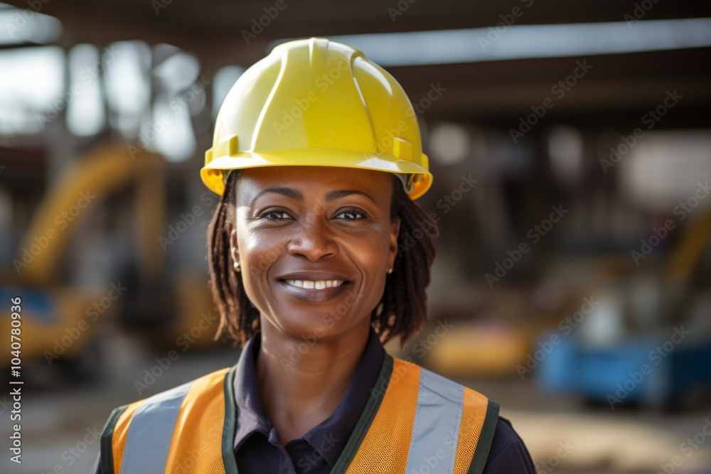 Smiling portrait of a middle aged businesswoman on construction site Smiling portrait of a middle aged businesswoman on construction site