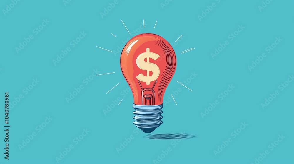 Energy Saving Lightbulb with Dollar Sign Concept Energy Saving Lightbulb with Dollar Sign Concept