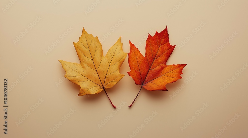 Vibrant Autumn Leaves Displayed Symmetrically Vibrant Autumn Leaves Displayed Symmetrically