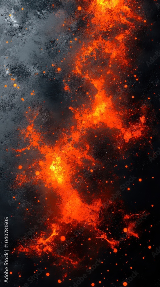 Bright orange particles and abstract fiery background Bright orange particles and abstract fiery background