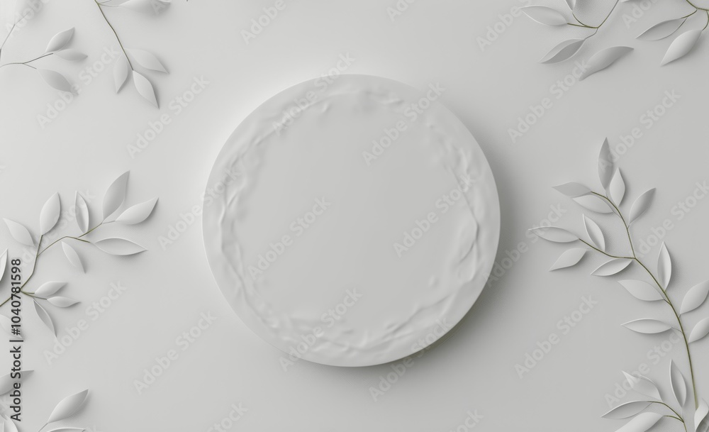 White Background Cylinder Podium Mockup - Minimalist Flat Lay 3D Render