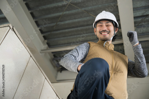 Image of job change, hiring, and recruiting for steeplejacks, elevating workers, demolition contractors, and other gung-ho types, smiling for the camera.
