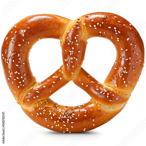 big soft pretzel isolated on white background photo